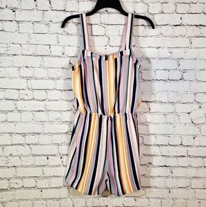 Lilt Stripe Bib Overall Romper CUTE Size XL 18.5 COULD BE REVERSIBLE